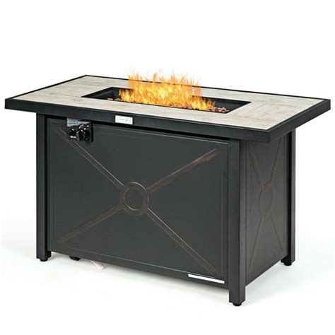 Gymax 42'' Rectangular Propane Gas Fire Pit 60,000 Btu Heater Outdoor Table W/ Cover - Walmart ...