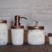 Mason jar distressed rustic bathroom/ vanity set with copper