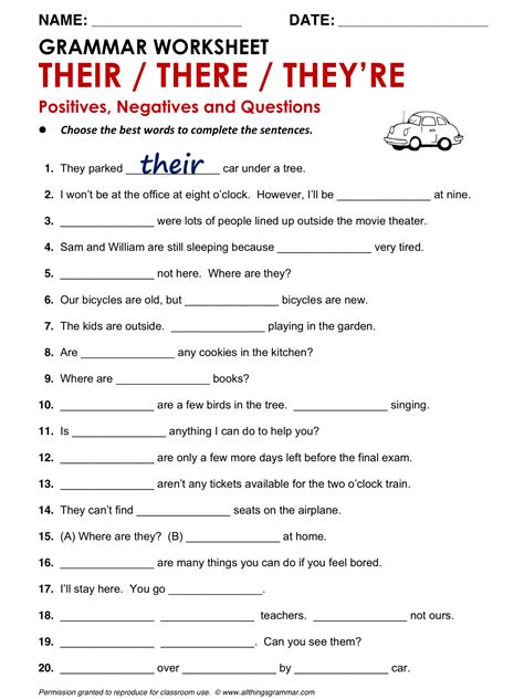 Grammar Worksheet For Esl Students