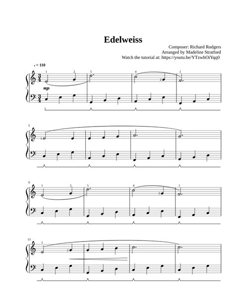 Edelweiss TUTORIAL Easy Piano | Violin sheet music, Beginner violin sheet music, Piano sheet ...