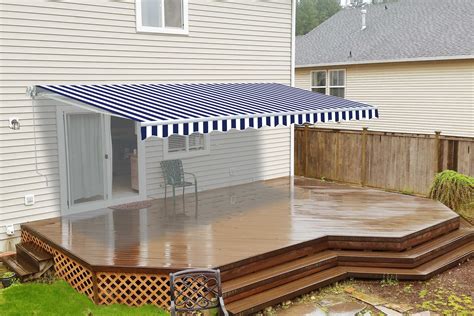 ALEKO 13'x10' Motorized Retractable Patio Awning, Blue and White ...