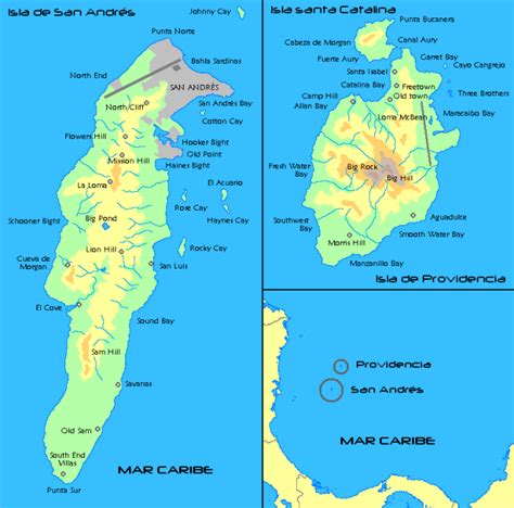 San Andres Island Colombia Map - Cities And Towns Map