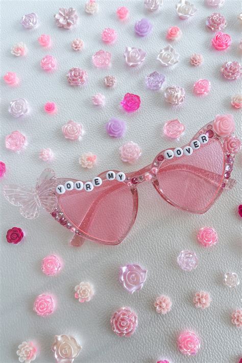 Taylor Swift Lover Era Embellished Heart Sunglasses for Eras - Etsy