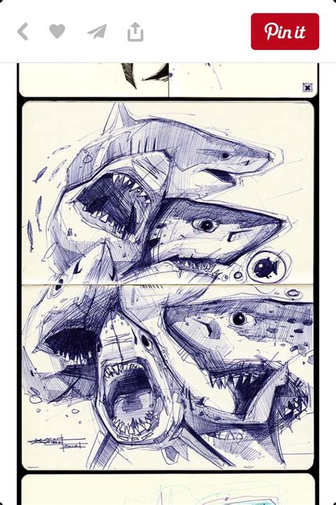 Blue shark drawing | Sketches, Shark art, Funky art