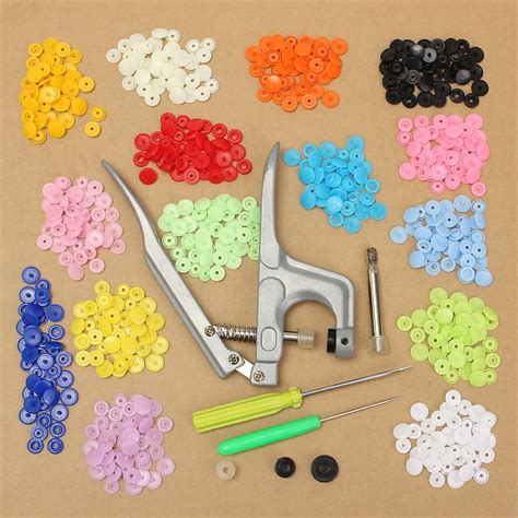 Snap Fastener Pliers Tool Kit 150/350 Sets Copper Press Studs Plastic Resin Snap Fasteners ...