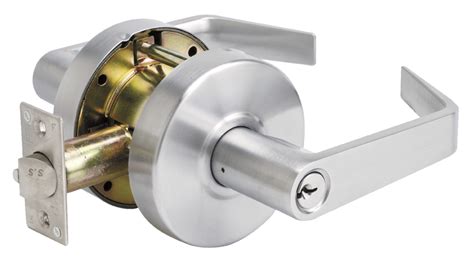 Heavy Duty Commercial Cylindrical Lockset – Classroom Lever – ASA Strike in Brushed Chrome ...