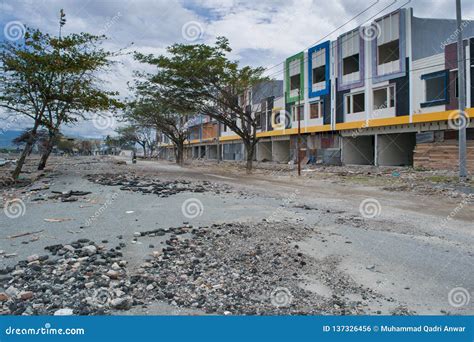 Damaged Buildngs on Coastline after Tsunami Hit Palu on 28 September ...