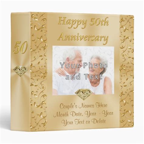 50th Anniversary Photo Album Couple's Photo, Names 3 Ring Binder | Zazzle.com