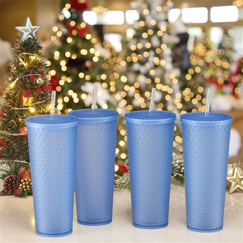 Mainstays 4pk 26oz DW AS Plastic Tinted Matte Textured Tumbler, Blue - Walmart.com