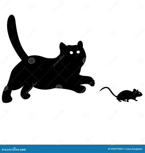 Cat and mouse stock illustration. Illustration of comic - 299079028