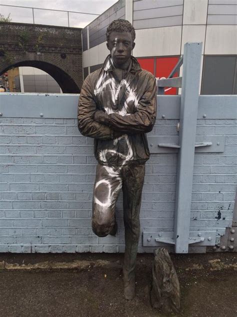 Graffiti appears on Brixton Station statue | Brixton Blog