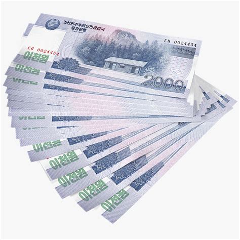 Fan of North Korea 2000 Won Banknotes 3D Model $19 - .3ds .blend .c4d ...