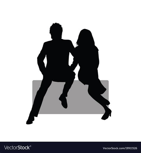 Couple sitting on the rock silhouette Royalty Free Vector