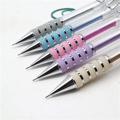 2Pcs High Quality Mechanical Pencil 0.5~0.7mm Metal+Spring Swing Output The Refill Drawing ...