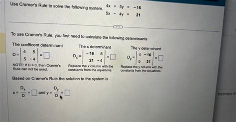 Solved Use Cramer's Rule to solve the following system. | Chegg.com