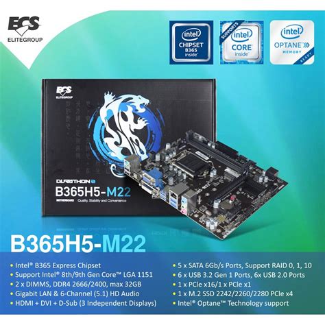 Motherboard ecs B365H5-M22 durathon 2 intel B365 ddr4 lga1151 sata 3 micro atx | Shopee Philippines