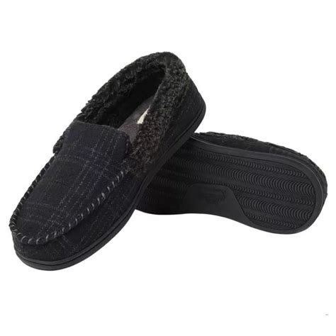 Buy DEARFOAMS Men's Memory Foam Moccasin Slippers - Navy Plaid - MyDeal