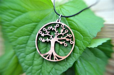 Tree of Life Pendant in Cherry on Leather Cord Nature - Etsy