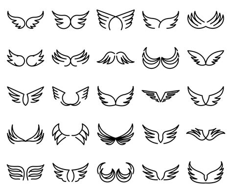 Wings icons set, outline style 8858796 Vector Art at Vecteezy