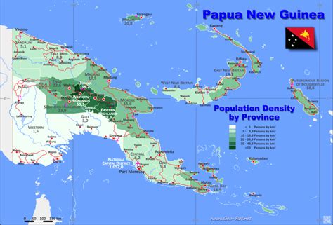 Map Papua New Guinea - Popultion density by administrative division