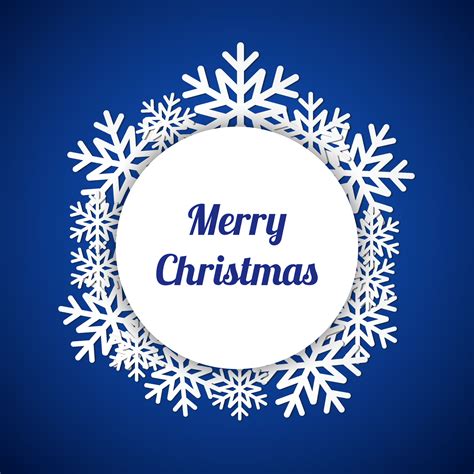 Blue Merry Christmas greeting card with snowflakes. Christmas blue ...