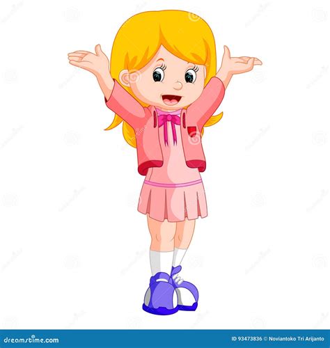 Happy little girl cartoon stock vector. Illustration of happiness - 93473836