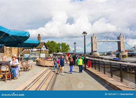 Banks of the River Thames in London, UK, with View To the Tower Bridge ...