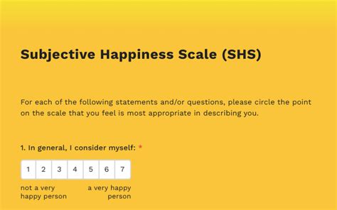 Subjective Happiness Scale template for Google Forms