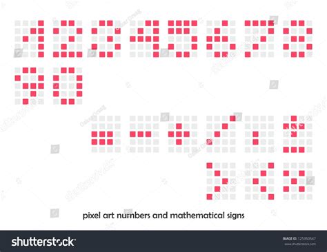 Pixel Art Numbers Mathematical Signs Vector Stock Vector (Royalty Free) 125350547 | Shutterstock