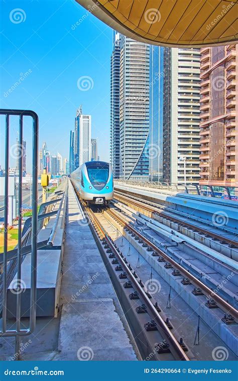 Business Bay Metro Station and Riding Train, on March 6 in Dubai, UAE Editorial Stock Image ...