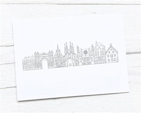 Barcelona Skyline Barcelona Art Print - Etsy