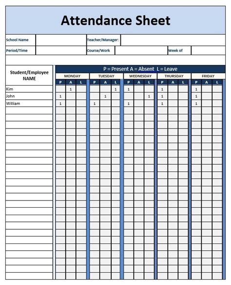 Attendance Sheet Template - Word Templates for Free Download