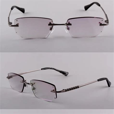 Finished Prescription Glasses Men Titanium Rimless Eyeglasses Frame ...