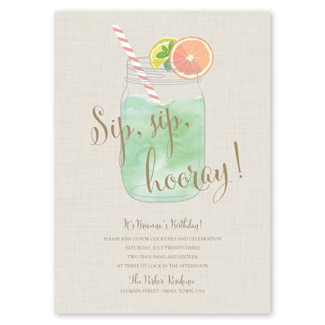 Sip Sip Hooray Birthday Invitation | Gartner Studios