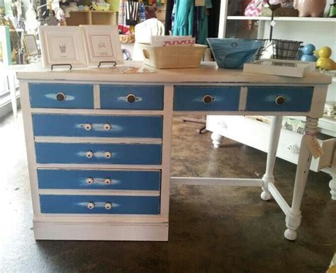 Distressed white and teal desk $150 | Dressers for sale, Teal desk, Dresser