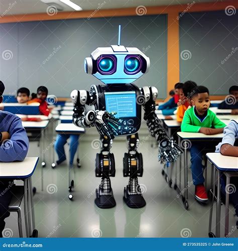 Robots in the Classroom Learning Concept, Generated by AI. Stock ...