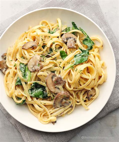 Mushroom Florentine Pasta Recipe | She Wears Many Hats