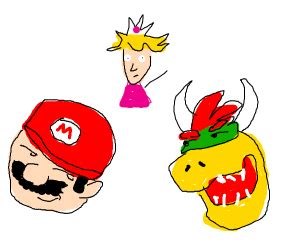 Mario sitting on Bowser - Drawception