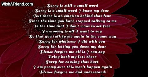 Sorry is still a small word , Sorry Poem For Him