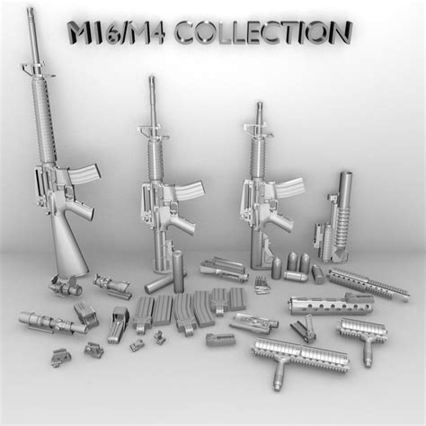 3d model m16a3 m4 accessories m16 m203