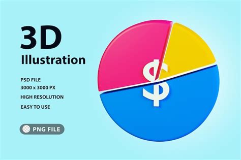 Premium PSD | 3d icon colorful pie chart