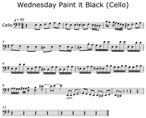 Wednesday Paint it Black (Cello) - Sheet music for Cello