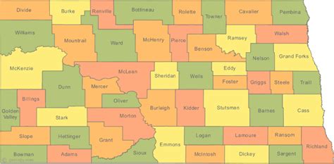 All North Dakota Cities Map