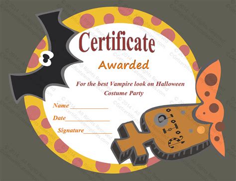 Most Frightening Halloween Award Certificate Template