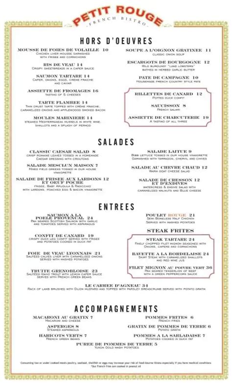 Petit Rouge French Bistro Menu - Urbanspoon/Zomato