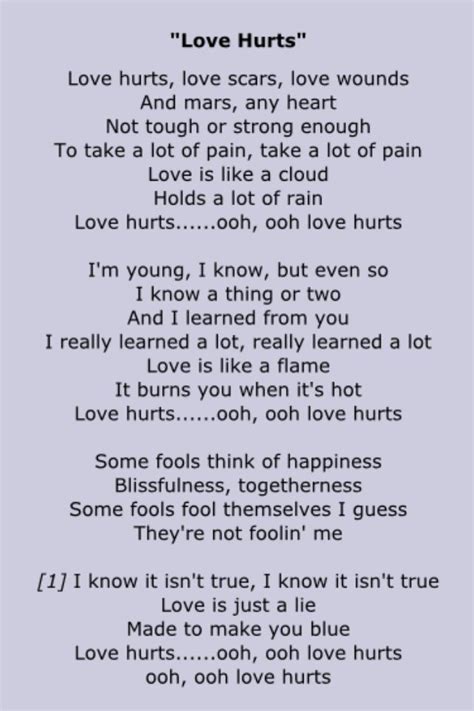 Nazareth - Love Hurts lyrics | Hurt lyrics, Lyrics, Love hurts