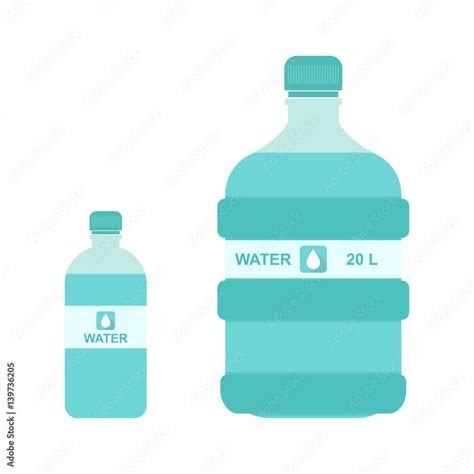 Vector illustration of 20 liter and 1 liter bottle of water Stock Vector | Adobe Stock