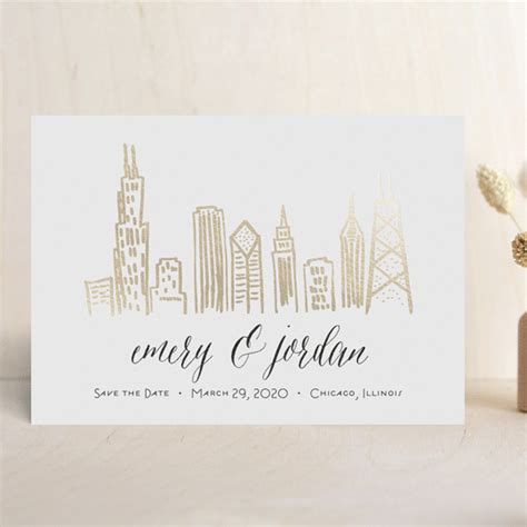 Chicago Skyline Foil-Pressed Save The Date Cards by Abby Munn | Minted