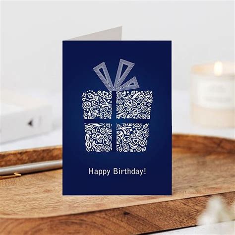 Buy Blue White Gift Design Happy Birthday Customized Printed Greeting Card | yourPrint