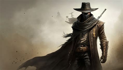 Ai Art Gunslinger Cowboy Hats Coats Dust Hat Mask Simple Background Minimalism Wallpaper ...